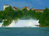 Rhinefalls with viewing platform and boat...